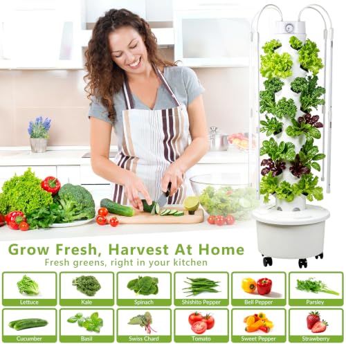Hydroponics tower growing system,40-Pod Vertical Tower with Trellis & Timer - Image 2