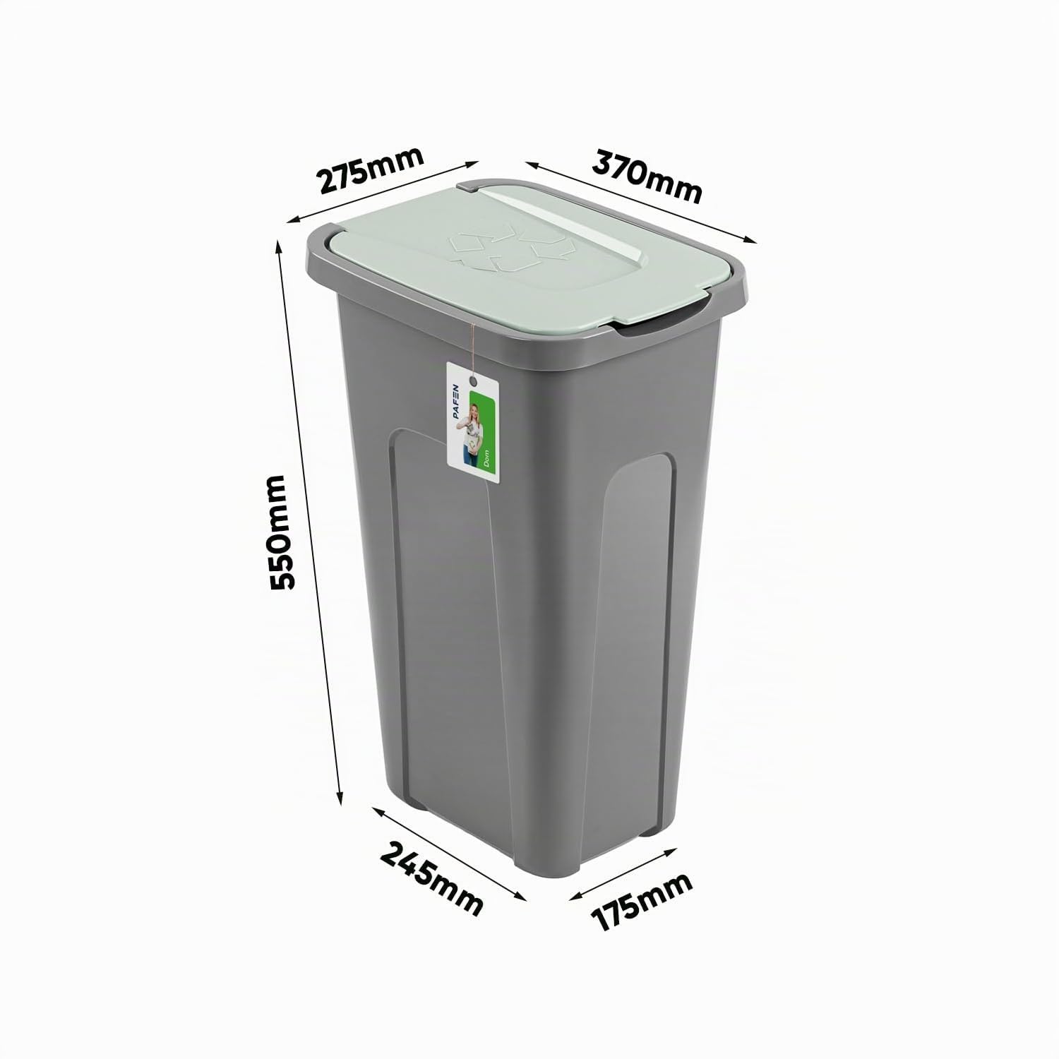 PAFEN Großer Mülleimer SET für Recycling - 4er Abfallbehälter Hohe Recyclingbehälter - 2x 30l und 2x 50l - Abfalltonne Mistkübel Mülltonne | Grau