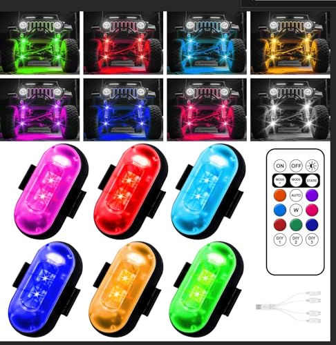 Image of Wireless LED Lights for Car, Wireless Rock Lights with 8 Colors 10 Modes,led Strobe Warning Light, Motorcycles, Boats, Camping, Bikes, Drones,Design in USA