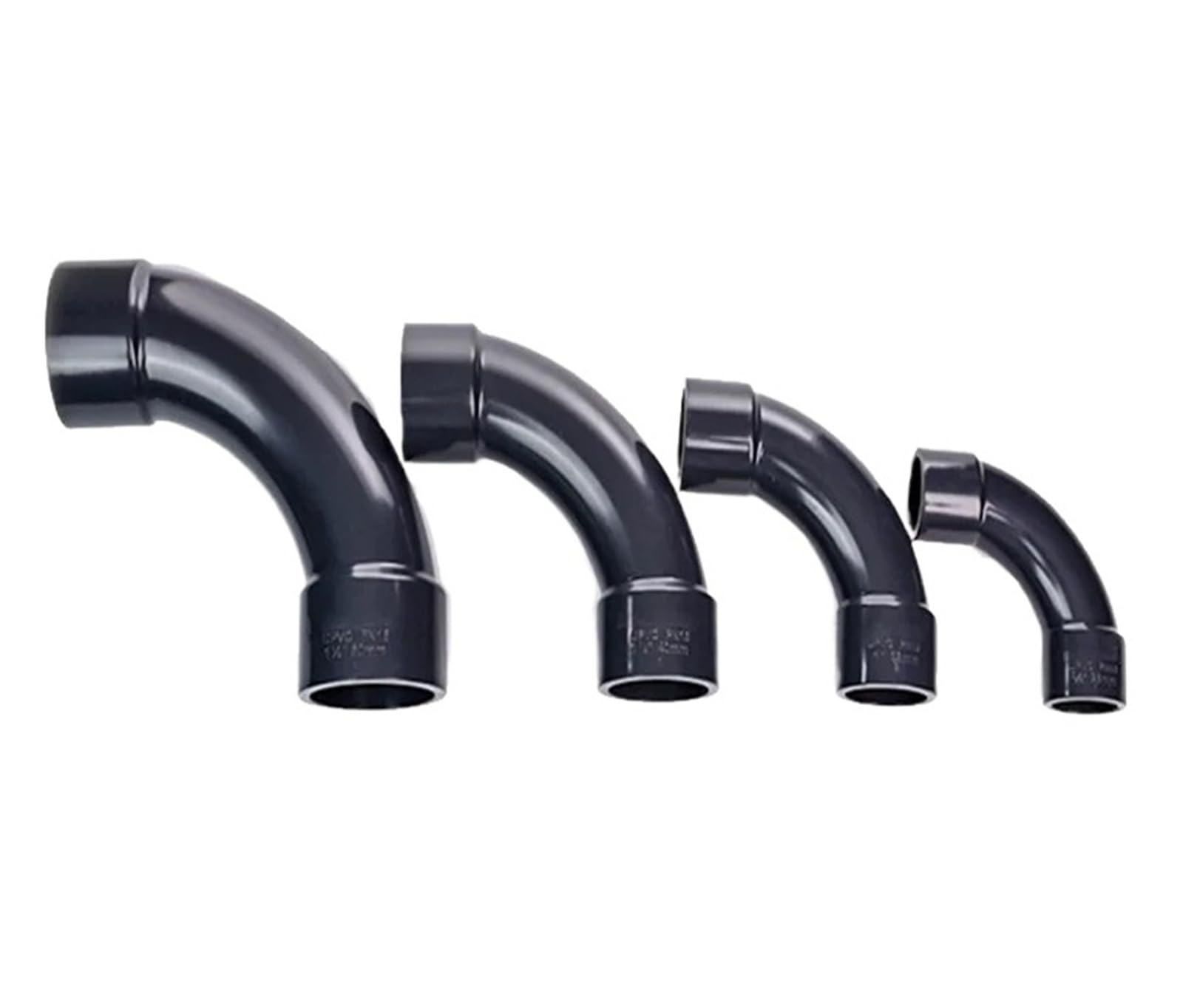 I. D tuyau en PVC en forme de lune UPVC gris foncé, coude à 90 degrés, joint d'eau en plastique lent de 12 pouces, 20~63mm(I.D 40mm)