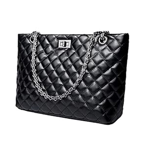 zhongningyifeng Women’s Shoulder Bag, Chain Bag for Women, Comfortable Leather, Black, Waterproof, Lightweight, Popular, chain bag black
