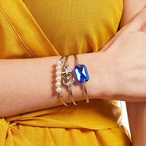 Luca + Danni Anchor Bangle Bracelet For Women - Brass Tone Size Petite Made in USA - Image 5