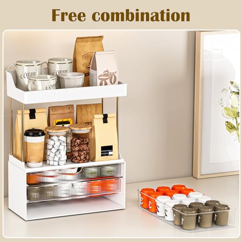 Image of caktraie 12.2 inch W Makeup Organizer Drawers - 5 Tiers Bathroom Counter Organizer, Cosmetic Storage Drawer for Dresser Countertop and Bathroom Vanity for Large Skincare, Perfume, Clear