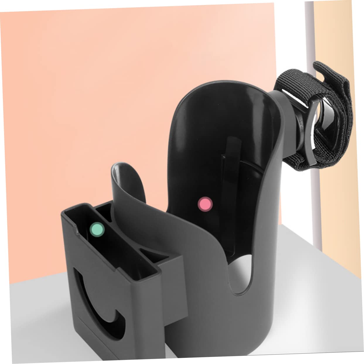 Yardwe 2 Pezzi Portabicchieri per Passeggino Nero con Supporto per Bottiglia e Porta Cellulare Struttura Robusta e Leggera Facile da Installare Accessorio Pratico per Genitori in
