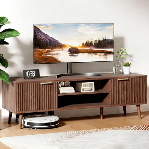JMGJOY Meuble TV Bois 140cm Meuble Télé pour Télévision Jusqu'à 60 Pouces 2 Étagères Ouvertes et 2 Portes 140 X 39 X 47 cm pour Salon, Chambre À Coucher, Salle...