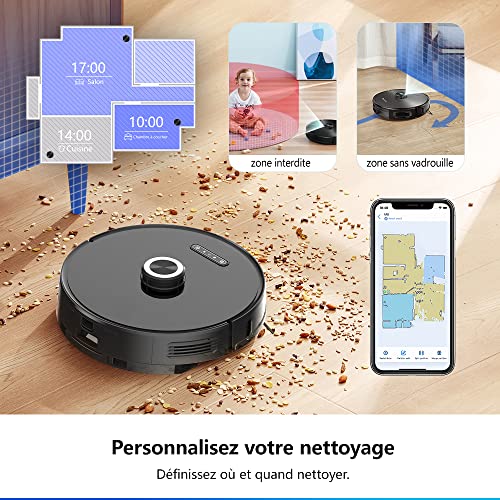 proscenic M8 Pro Robot Aspirateur Laveur, avec Collecteur Poussière Automatique, Laser Smart Navigation 8.0, Super Aspiration 3000Pa, Nettoyage Personnalisé, Alexa/App Contrôle, sur Les Tapis et Sols - Image 4