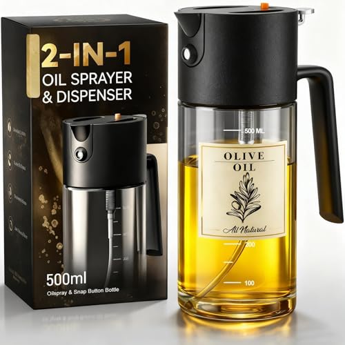 Costop Professional 500ml Glass Oil Sprayer - 3-in-1 Kitchen Tool: Fine Mist, Stream & Pour | Leak-Proof Design for Air Fryer, BBQ & Cooking | BPA-Free