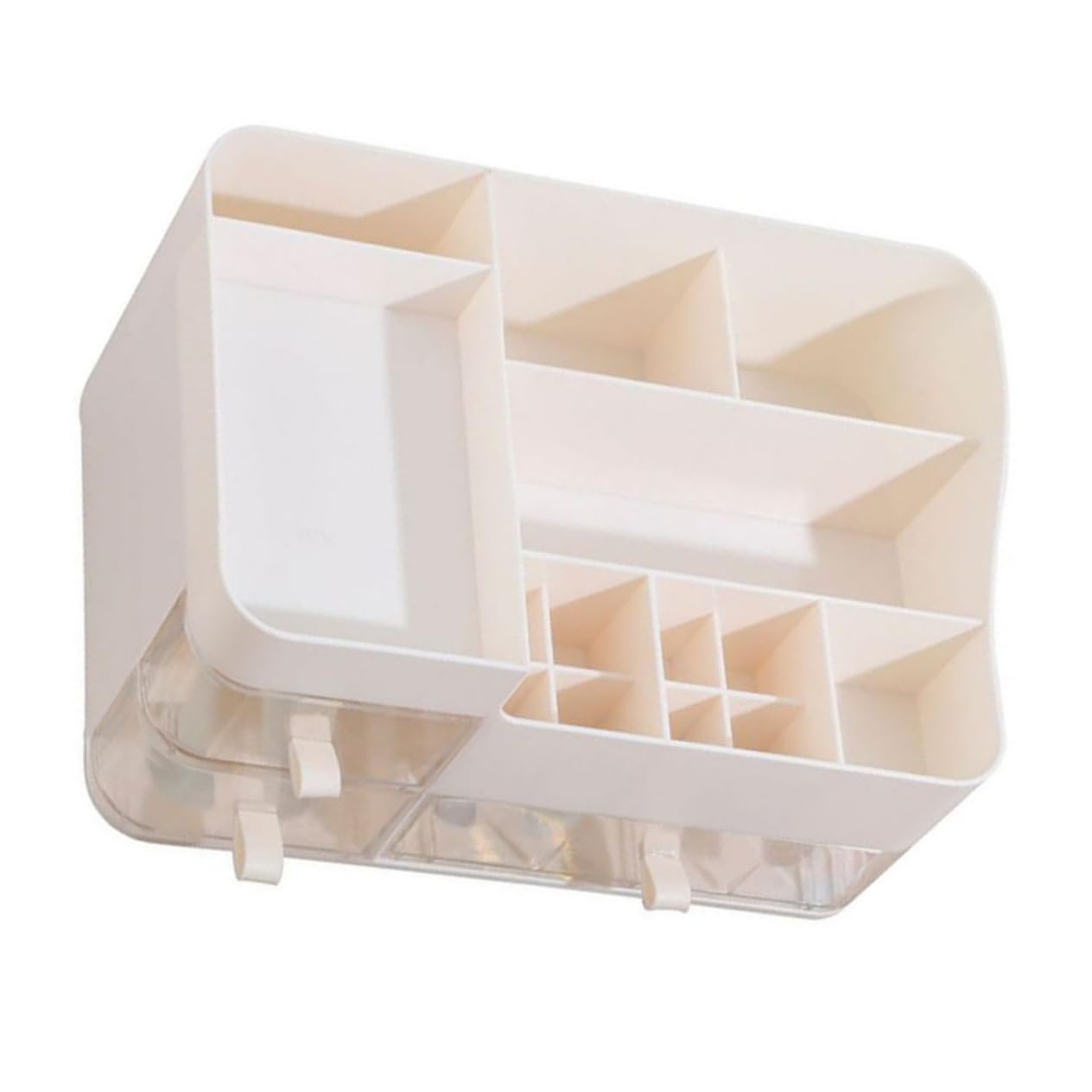 Organizzatore da Scrivania per Trucchi con Cassetti, Bianco | Plastica, Scomparti Comodi e Cassetti Trasparenti, per Cancelleria e Gioielli, Design Minimal Raffinato