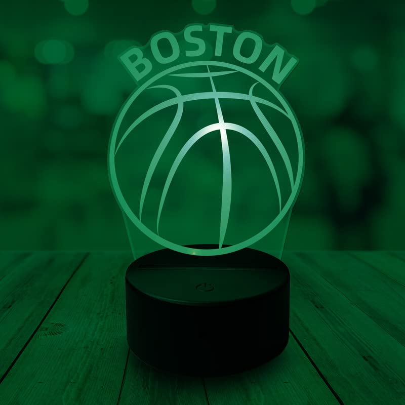 CLORURBANLIVE 3D Basketball Boston Night Light 3D Illusion Lamp with Remote Control 16 Color Options Sports Decor Lighting for Fans (Boston Multicoloured)