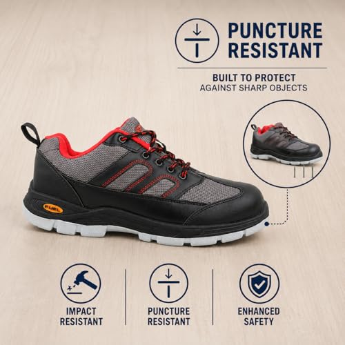 Image of FUEL Armour 4 DD ISI Marked Synthetic Fabric Breathable Safety Shoes for Men's Steel Toe Cap with Double Density Rubberized PVC Sole (140 J)