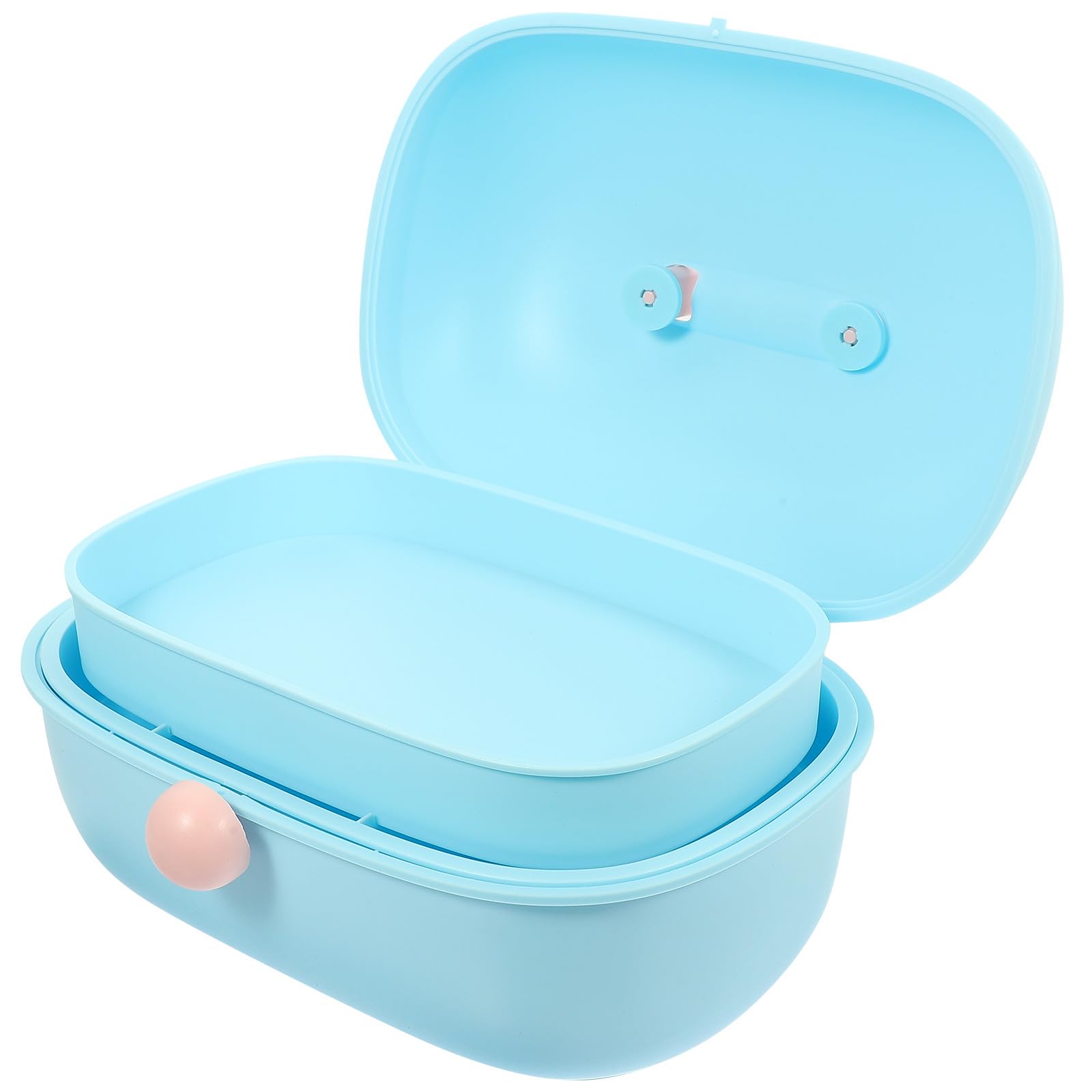PRETYZOOM Multifunktionaler Mehrlagiger Aufbewahrungsbox Organizer aus Kunststoff für Haaraccessoires Schmuck und Nähzubehör mit DREI Fächern Blau Kindersicher