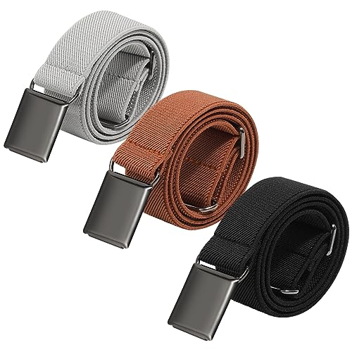 Image of AWAYTR Toddler Boy Kids Buckle Belt - Adjustable Elastic Child Silver Buckle Belts, 3 Pieces