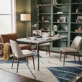 HOMYLIN Mesa de conferencias rectangular de 150 cm con parte superior laminada de mármol sintético y marco de metal, color blanco