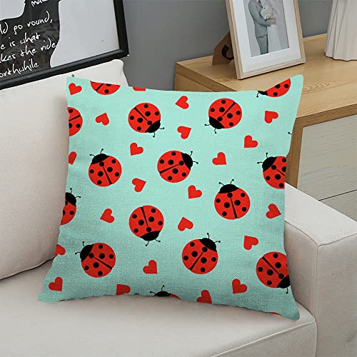 Ofocam Decorative Square Throw Pillow Covers Ladybug Lady Bug Couch Sofa Bed Pillow Covers Cushion Cases 18X18 Inch #TOP3