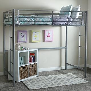 Walker Edison Modern Metal Pipe Twin Size Loft Bed Kids Bunk bed Bedroom
