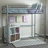 Walker Edison Orion Urban Industrial Metal Twin over Loft Bunk Bed, Twin Size, Silver