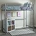 Walker Edison Silver Metal Twin over Loft Bunk Bed Twin Size Bedframe with Ladder