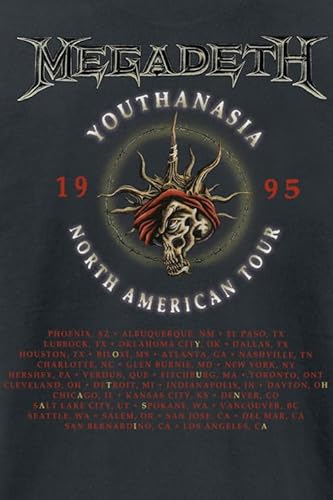 T-Shirt Di Megadeth - Youthanasia 1995 - North American Tour - S A 4XL - Uomo - Nero - 3