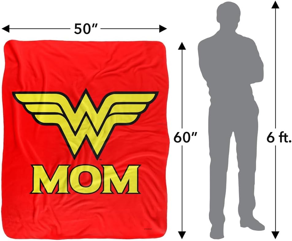 Wonder Woman Wonder Mom Silky Touch Sherpa Back Super Soft Throw Blanket