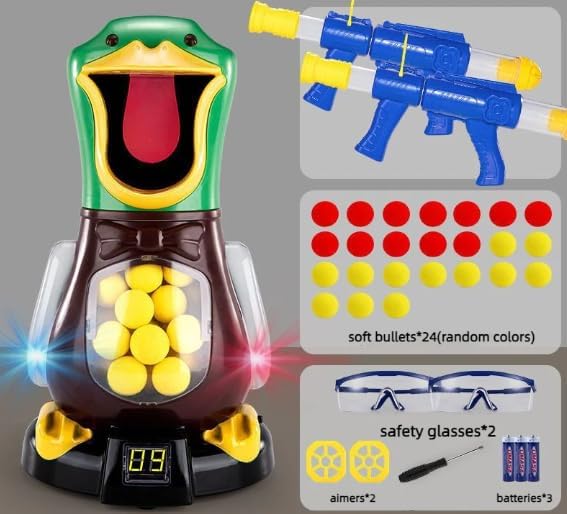 Miniatura 2 de Juego de tiro al blanco de pato, juguetes de disparo de patos para niños de 3 a 5 años, 2 paquetes de pistolas de espuma de juguete con objetivo