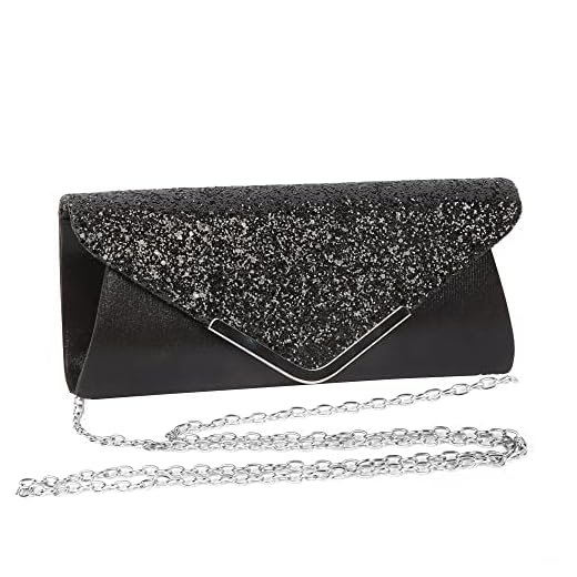 Minicloss Sacs de soirée Pochettes Enveloppe avec chaîne pour femme, Clutches Glitter Enveloppe Sac à Main avec chaîne Sac à bandoulière pour mariage fête de mariage