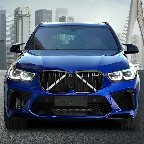 Image of V Brace Wrap Covers Compatible with BMW Grille Inserts StripesWrap | White Grill Inserts Compatible with BMW G01 G02 G05 G06 G07 F15 F16 F25 F26 E70 For X3 X4 X5 X6 X7 Series Accessories