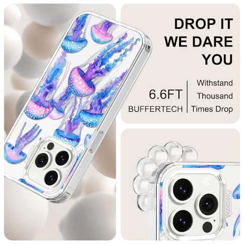 MOSNOVO for iPhone 14 Pro Max Case, Shockproof Military-Grade Protection 6.6ft Drop Tested, Clear Phone Case for iPhone 14 Pro Max, Mystic Jellyfish Design by MOSNOVO - Used condition - Image 5