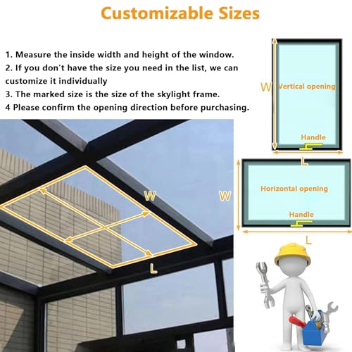 Niestandardowy świetlik ze stopu aluminium na sufity, pochyłe i płaskie dachy - 95 x 85 cm (37,4 x 33,5 cala) - Poprawia naturalne światło i estetykę przestrzeni mieszkalnej