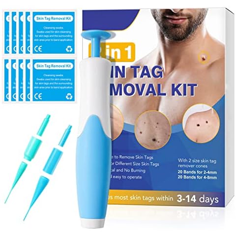 Skin Tag Remover, Skin Tag Removal Kit 2 in 1 Auto Skin Tag Removal Pen for Safe and Effective Removal 2-8mm Skin Tags, Warts, Moles, Tag Remover for Face Neck Finger and Body (Blue) Cover