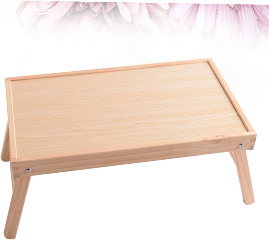Wood Bedside Desk Folding Laptop Table Compact Serving Tray for Breakfast Tea Study Portable
