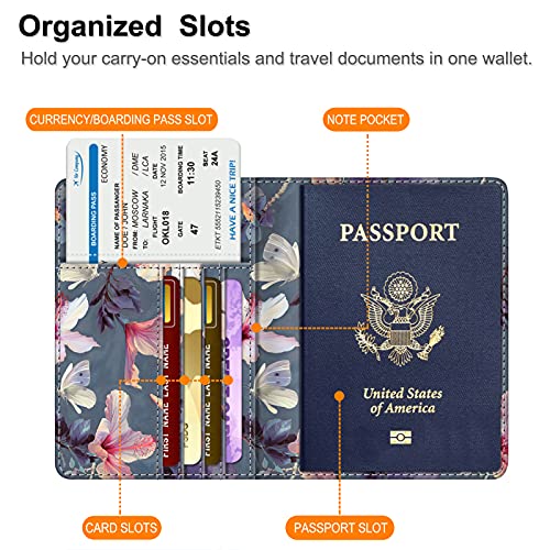 Image of FINTIE Passport Holder, Slim Travel Wallet RFID Blocking Card Case Cover Passport Cover Protector Essentials with Credit Card Slots for Women /Men | Slim