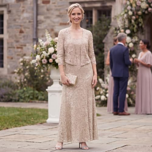 Image of Alex Evenings Women's Long Lace Jacket Dress