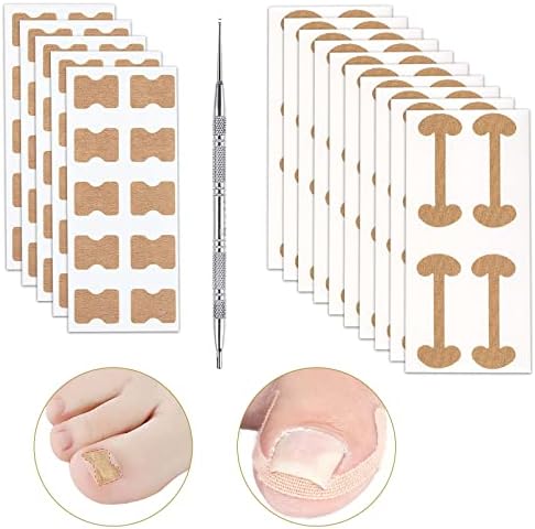 90 Pcs Ingrown Toenail Corrector Stickers with Tool, 2 Styles Toenail Corrector Patch for Thick Toenails, Ingrown Toenail Treatment for Toenail Correction Care