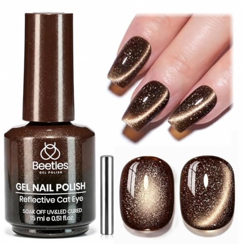 Beetles Fall Brown Cat Eye Gel Nail Polish