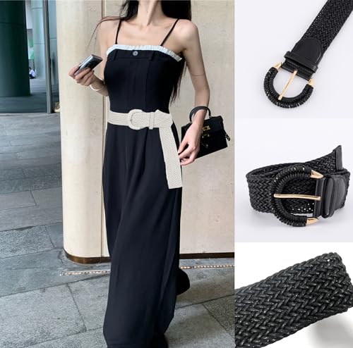 COTIM COYIN Braided Belt for Women Wide Woven Waist Belts with Chunky Buckle for Jeans Pants Dress4
