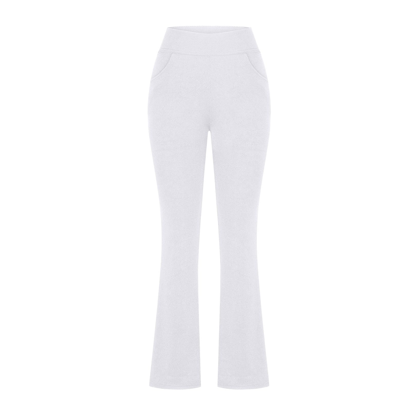 Womens Bootcut Yoga Pants Casual Slim Fit Elastic High Waist Flare Leggings Pant Tummy Control Wide Leg Sweatpants White