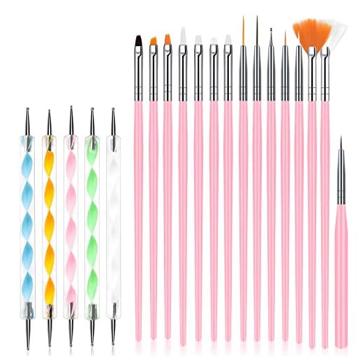 URAQT 20 Stück Nagel Pinsel Set, Nageldesign-Stifte Brush, Acryl Nagel Kunst Pinsel, Nagelbürste Professionell Malerei Pen für gelnägel UV-Gel Nageldesign Nail Art