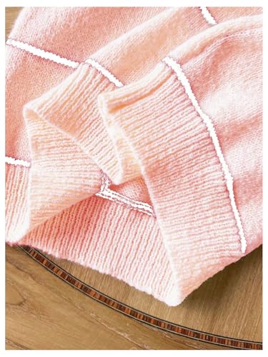 Image of BEAUDRM Girl's Cute Bow Sweater Crew Neck Long Sleeve Drop Shoulder Loose Pullover Tops
