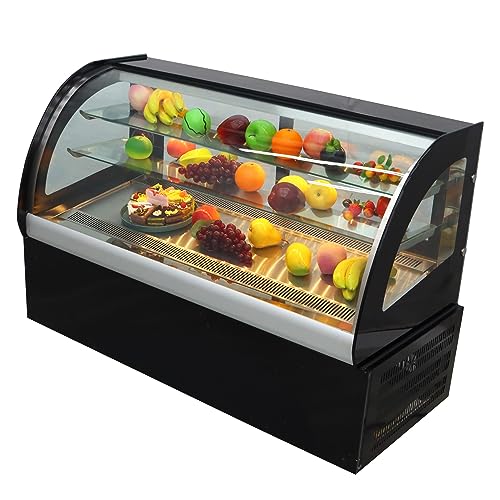 HQHAOTWU Desktop Refrigerated Cake Display Cabinet Commercial Air Cooling Showing Case Bakery Food Showcase for Fruit Cookies with LED Light 220V