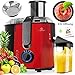 Produktbild KESSER® Entsafter für Obst und Gemüse aus Edelstahl 1100W große 85 mm Einfüllöffnung inkl. Reinigungsbürste und Saftbehälter 3 Geschwindigkeitsstufen, Saftpresse Juicer, Rot