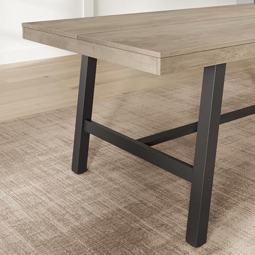 Image of GarveeHome Industrial Dining Table for 6-8 People, 78.74 inch Long Large Kitchen Table with Sturdy Metal Frame, Rectangular Counter for Dinner, Kitchen, Dining Room (Grey, 79 inch Non-extendable)