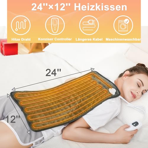 Letitwell Heizkissen, Wärmekissen mit Automatischer Abschaltung, Wärmekissen für Rücken Nacken Schulter Bauch weiche Flanelloberfläche (30 X 60 cm)