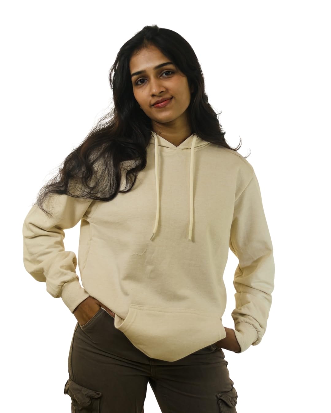 blendculture Premium 320 GSM Cotton Hoodie for Women, Off-White | Heavyweight Winter Hoodies for Women | Warm Thick Womens Hoodies | Soft Fleece-Feel Pullover, Full Sleeve, Solid Minimal Fit-picture-25