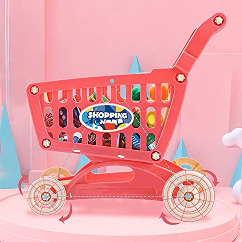 Shhjjyp Einkaufswagen FüR Kinder Ideal FüR Kaufladen Und Supermarkt Mit Kuststofflebensmitteln Spielzeug Kindereinkau… – Bild 6