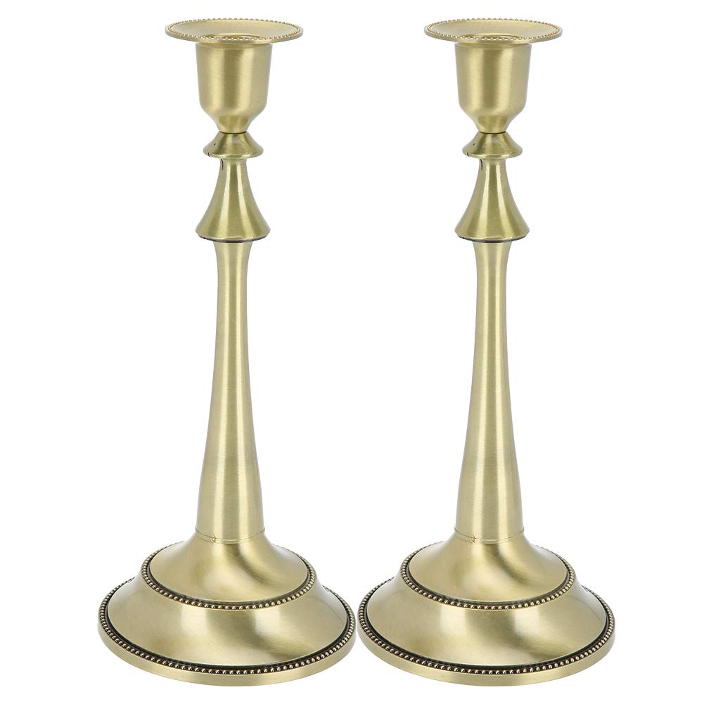 2 Pezzi Portacandele Portacandele Stile Europeo Portacandele Conico a Testa Singola per Candelieri, Centrotavola per Matrimoni, Pranzi, Feste, Lega di Zinco(Patina Verde)