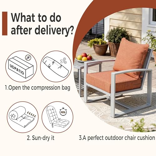 Image of Art Leon 24 x 24 Outdoor Seat Cushion 30D High Density Foam Patio Chair Cushions with Non-Slip Backing Patio Cushions for Patio Furniture Porch Swing Garden Bench Camping Stadium Orange