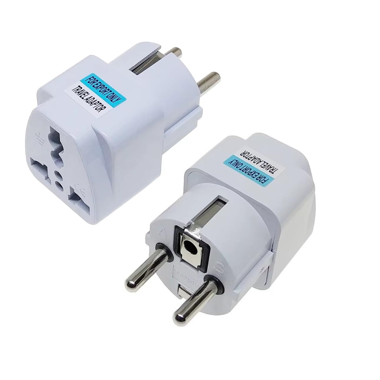Universal EU Travel Plug Adapter, US/UK/AU to Schuko, White, 2 Pack-image-27