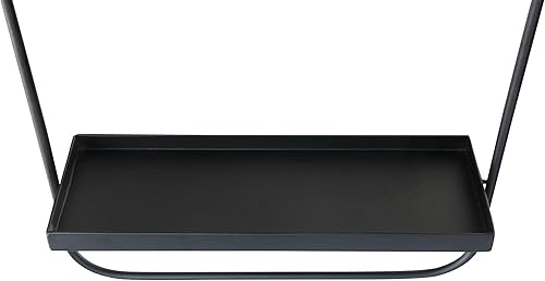 Miniatura 8 de Bloomingville Espejo de pared de metal de 23 pulgadas de alto, estante y decoración de barra colgante (AH1021)