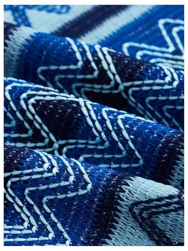 WDIRARA Women's 2 Piece Knitted Outfits Boho Geo Print Crop Halter Top and Bodycon Mini Skirt3