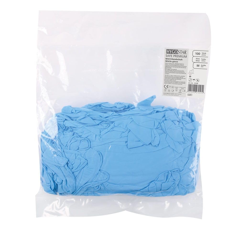 Top-Untersuchungs-Handschuhe, Einweg-Nitril-Handschuhe, puderfrei, ohne Latex, im Beutel, weiß, blau 10 x 100 Stück, Farbe:blau, Größe:XL
